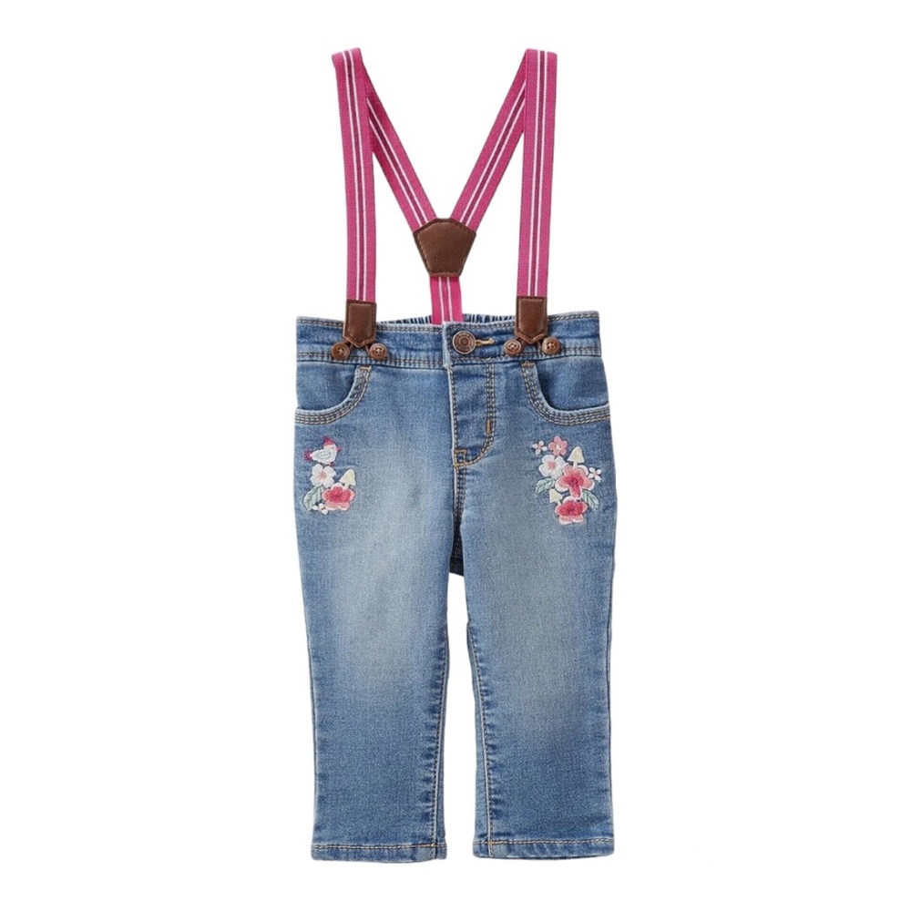 OshKosk B’Gosh Embroidered Detachable Suspender Jeans